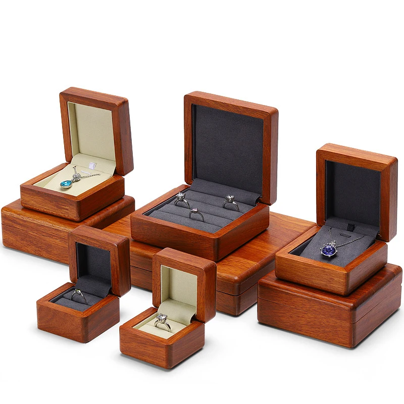 China Wholesale Multi Positions Ring Pendant Jewelry Box Organizer Luxury Wooden Storage Jewelry Ring Gift Box With Magnetic Lid