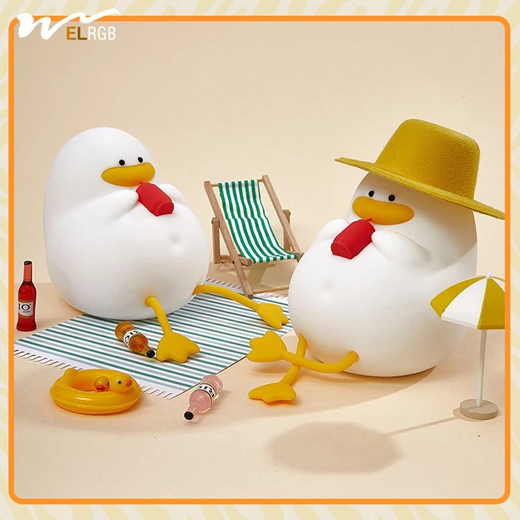 Happy duck intelligent voice voice control night light baby feeding eye protection silicone atmosphere bedside lamp