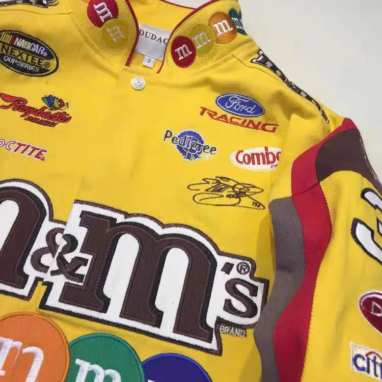 Wholesale embroidered logo heavy weight motorcycle riding bomber jacket oversized vintage nascar racing jacket