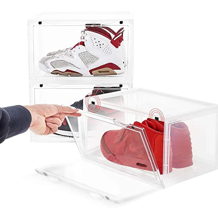 Fashion transparent new design cheap nike shoes acrylic plastic shoe boxes  with lid