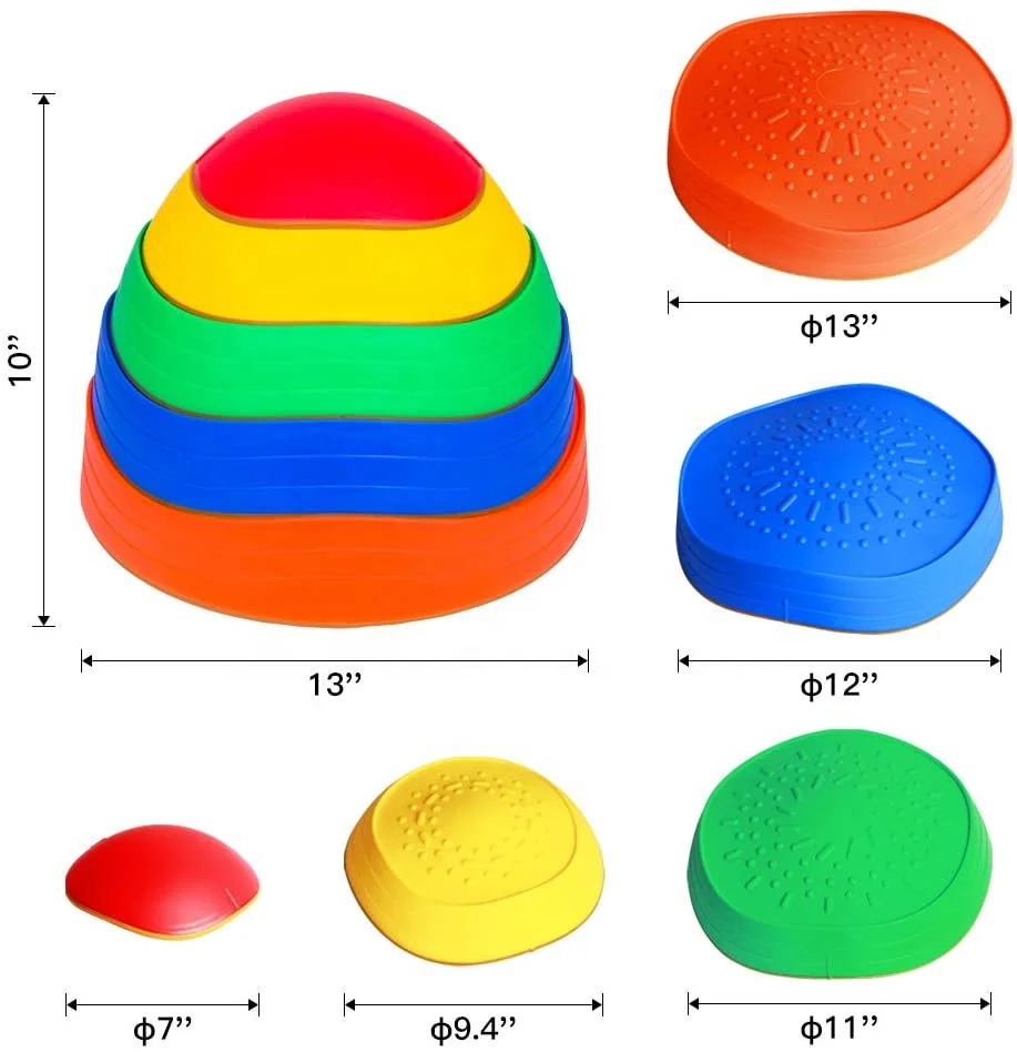 5 Pcs  Kids Stackable Wave Blocks Jump Off Jo Rock Steady Balance Stepping Stones