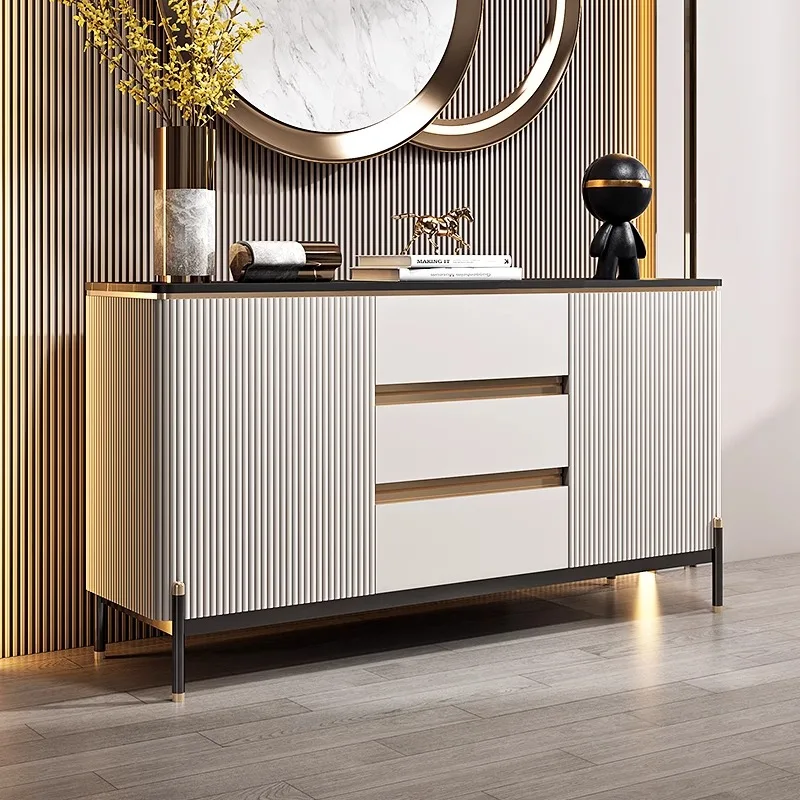 Modern altar cabinet wood storage cabinet with casters light wood console table