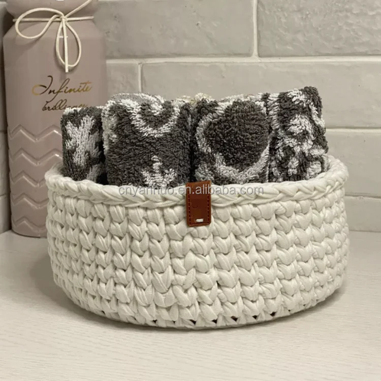 Crochet Patterns Custom Cotton Woven Organizers Storage Nursery Bin Kids Braided Easter Storage Baskets for Toys