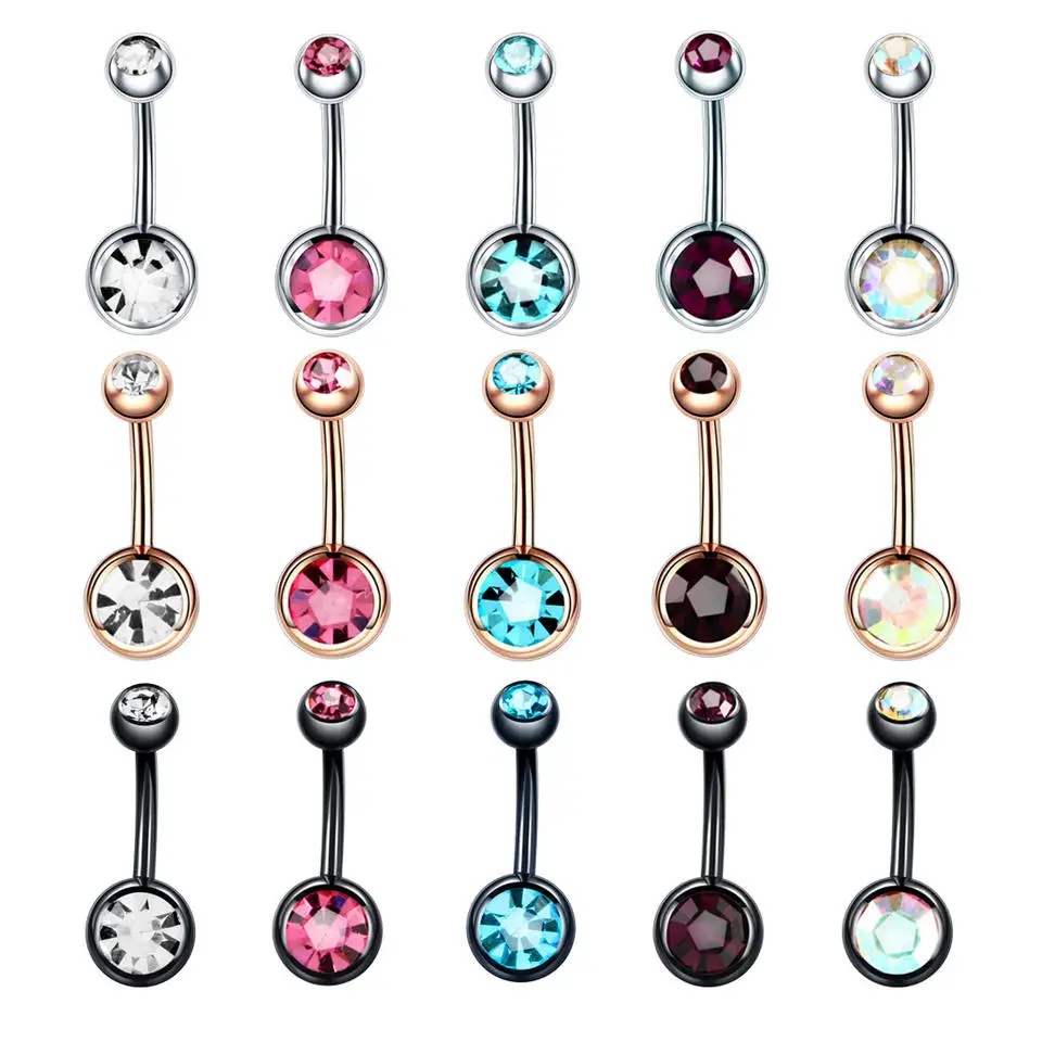 Wholesale 10pc/Set Stainless Steel Navel Bars Piercing Belly Rings Ombligo Body Jewelry Gem Navel Piercing Belly Button Rings