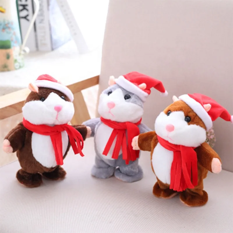 Dropshipping Plush Christmas Talking Hamster Toy And Move Stuffed Hamster Toys Christmas Hamster Stuffed And Plush Toys
