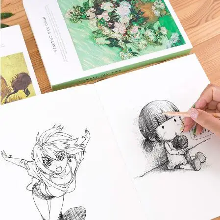 128sheets Hardcover Sketchbook for Drawing Painting Graffiti Sketch Book Custom Blank Kraft Black Paper