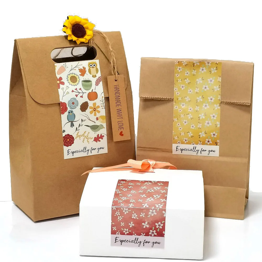 Factory Wholesale Rectangular Flower Stickers Custom Logo Label Packaging Gift Boxes UV Printed PVC Vinyl PP Material 50pcs/Bag