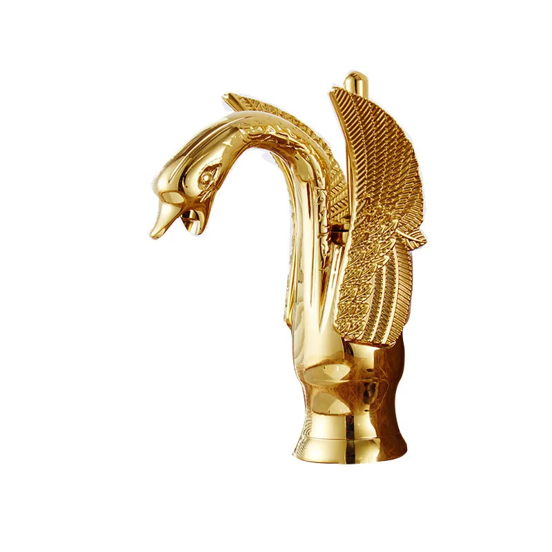 Luxury Swan Shape Brass Basin Sink Faucet Single Hole Basin Mixer Gentle Effluent Basin Taps