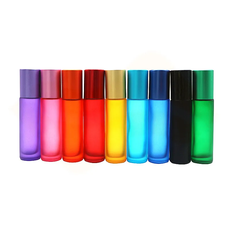Custom Empty Colorful 10ml Cosmetic Bottle Skin Care Essential Oil Roller Bottle with Screw Cap