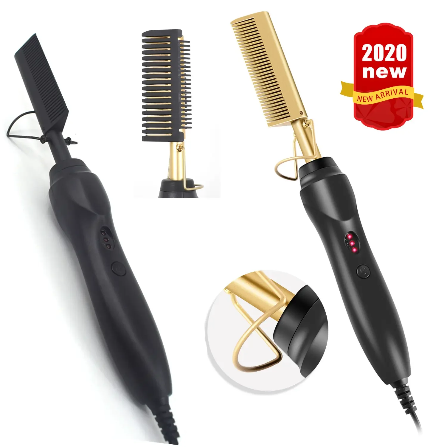 2 in 1 Hot Comb Straightener Electric Straightener Hair Curler Wet Dry Use Hair Flat Irons Hot Heating Comb For Hair