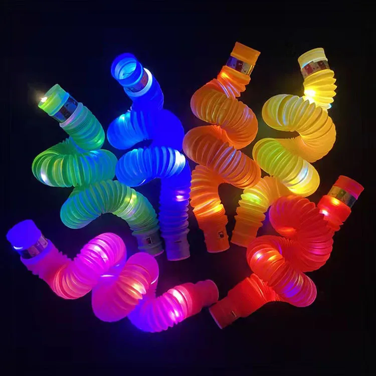 Pop Tube Light-Emitting Decompression Toy Telescopic Tube LED Light Decompression Outlet Pipe Color Stretching Tube