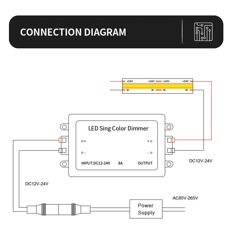 FEICAN RF LED Dimmer With 3 Keys Remote RF Monochrome Dimmer Black LED Controllable Wireless Low Voltage Controller