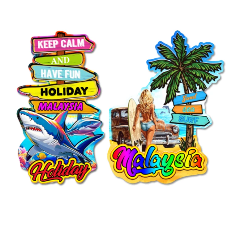 Factory custom logo mdf wood travel gift kuala lumpur malaysian souvenir malaysia fridge magnet