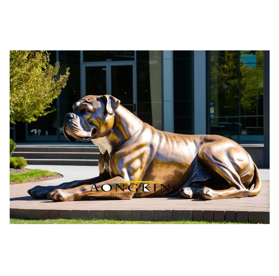 Bronze animal sculptures loyal sitting dog statue pitbull-sculpture for sale