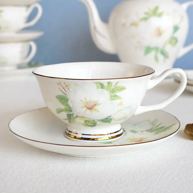 17 pcs porcelain tea coffee cookie sugar ceramic set flower tea and coffee set