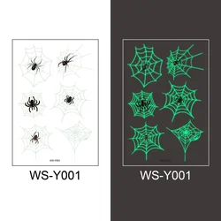 Creative Luminous Halloween Body Decor Spider Web Arm Face Tattoos Stickers Waterproof Temporary  Halloween Makeup Tattoo