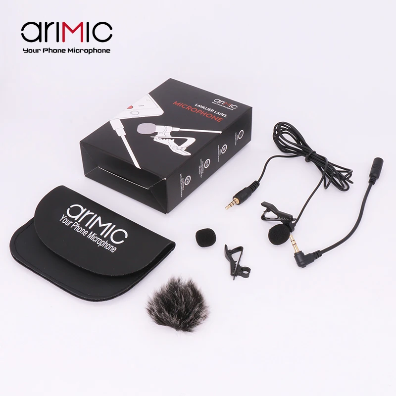 Микрофон Ulanzi Arimic с одной головкой, петличный микрофон для камеры, 1,5 м, мини-зажим для сотового телефона, микрофон на лацкан