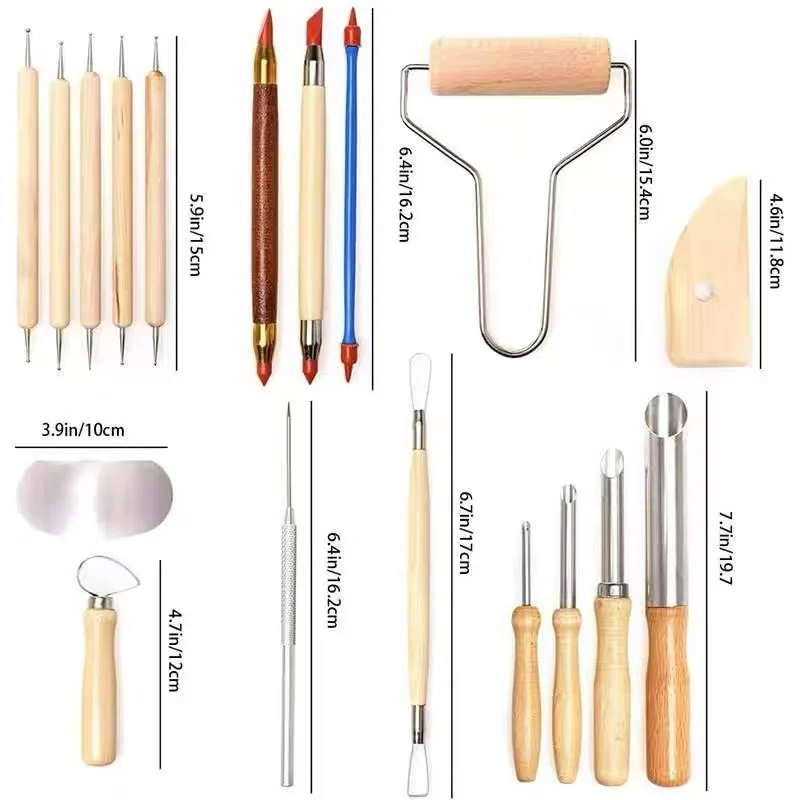 Pottery Clay Sculpting Modeling Tool Set Double-Sided Ceramics&pottery Polymer Clay Carving Tools Kit for Modeling Cutters