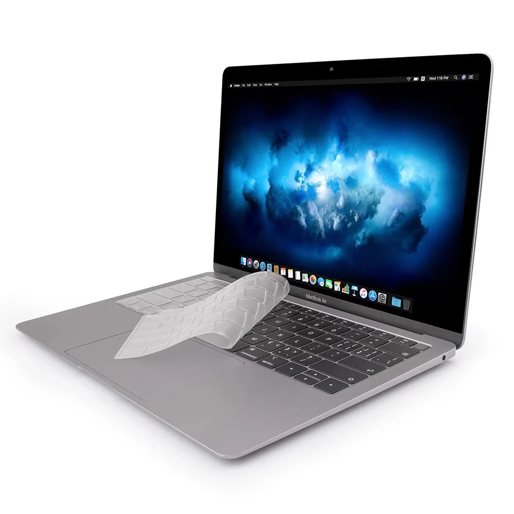 JCPAL FitSkin Ultra Clear Thin Keyboard Protector for MacBook Air (with Touch ID)  Waterproof Silicone