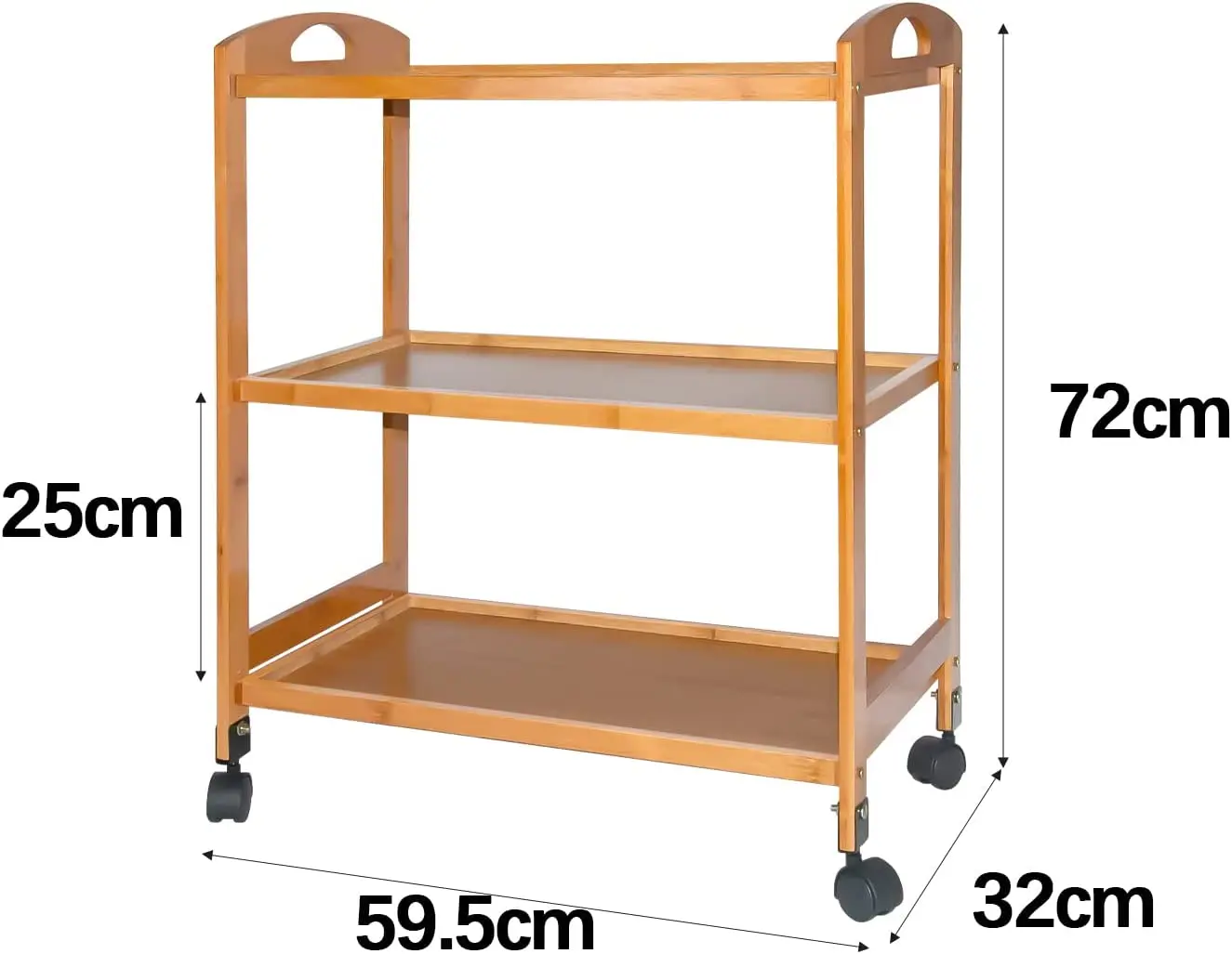 Bamboo Mobile Kitchen Trolley with 4 Lockable Wheels Wooden Storage Organizer Cart Bamboo Kitchen Serving Cart
