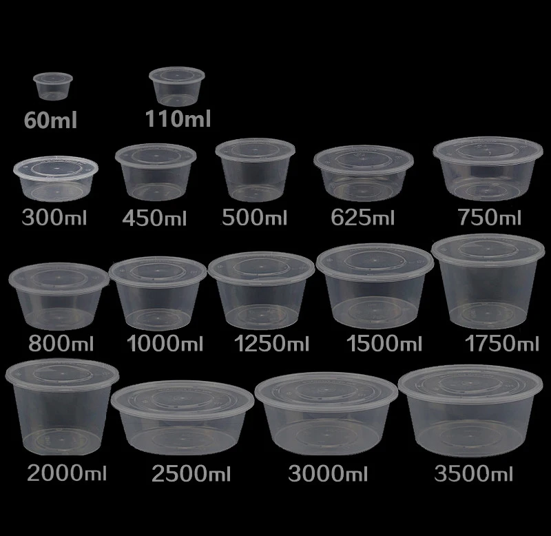 Clear take out pp soup bowl noodle disposable plastic restaurant round microwavable leakproof food grade containers with lid