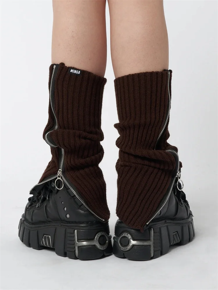 Custom Made Knit Leg Warmers Knitted Warm Foot Cover Ankle Warmer Stylish Zipper Side Leg Warmers