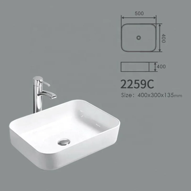 Rectangle Vessel Sink High Grade Hotel White Ceramic Porcelain Bathroom Counter Top Art Basin Washroom Muslim Wash Basin Sinks