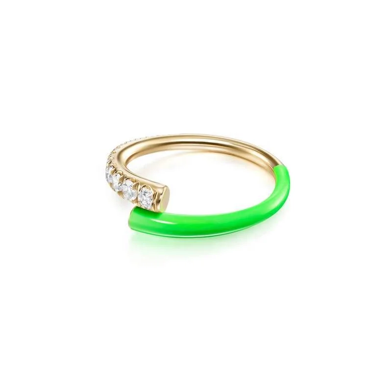  Hot-selling new style popular women shiny zircon gold opening adjustable rings simple multi-color drop oil index finger