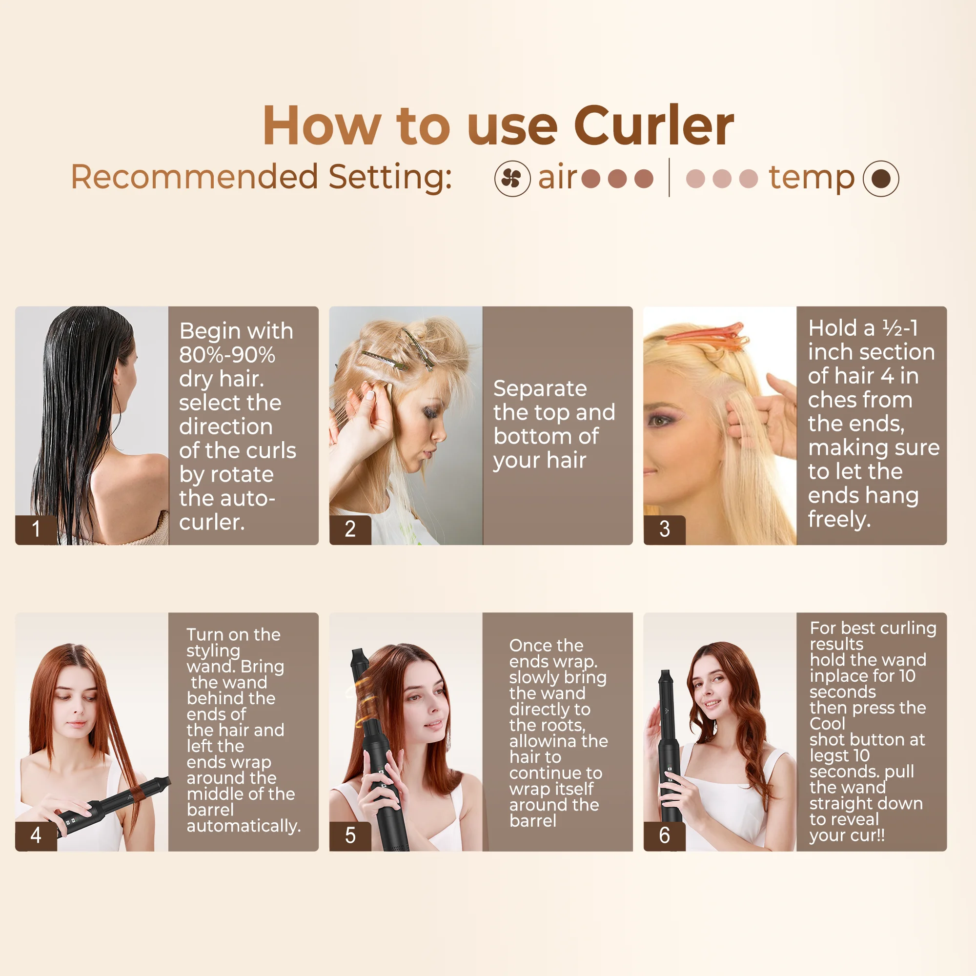 5 in 1 Auto Wrap Curler Styler Volumizer Blow Dryer Comb BLDC High Speed One Step Electric Hair Dryer and Hot Air Brush