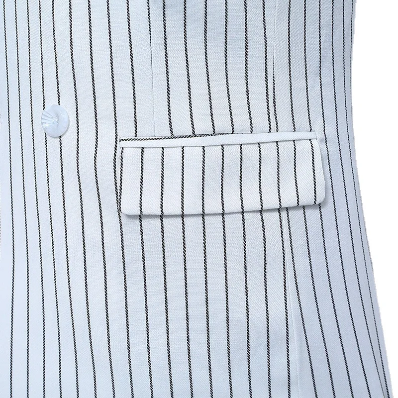 2024 Factory Price Custom Men Suits Gentleman Casual business suits plus size Tailor Made 2 Piece Mens White Stripe Men Suit