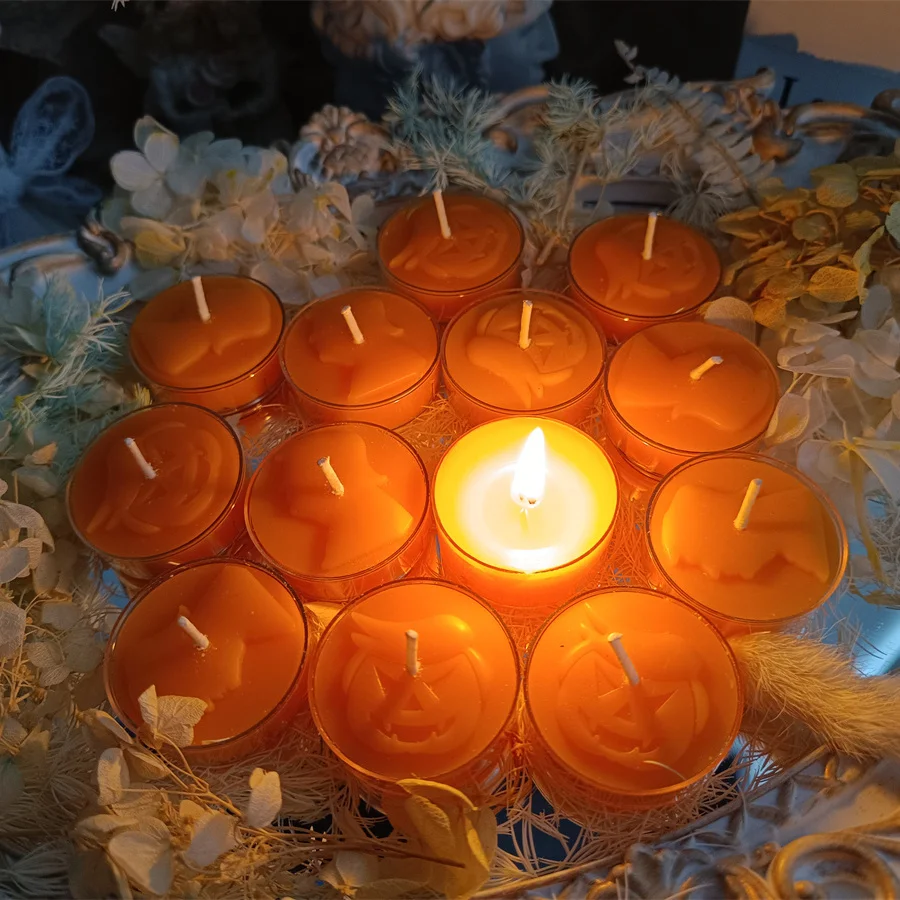 Natural Beeswax Tealight Candles Smokeless Drippless Unscented Mini Tea Light Handmade Clean Burn Patterned Tea Light Candles