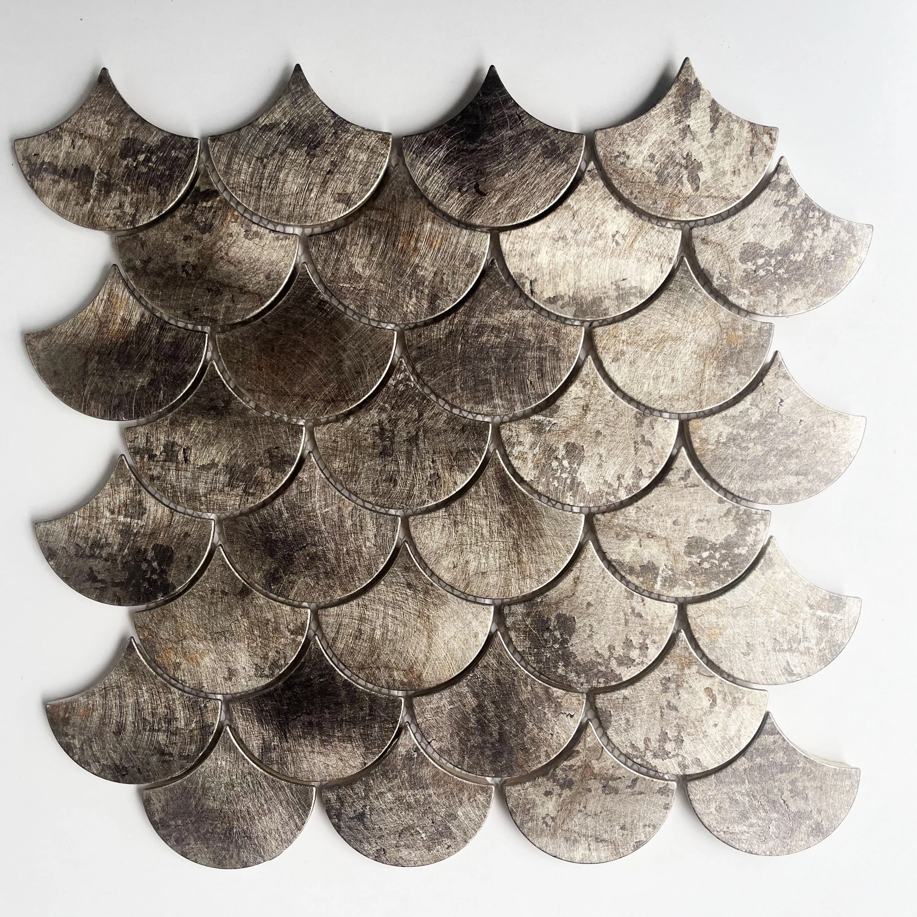Vintage Style Modern Fish Scale Metal Mosaic Wall Tile Irregular Aluminium for Kitchen Bathroom Living Room Interior Decoration