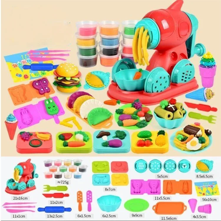 Kids Popular polymer clay set Noodle Machine Ice Cream DIY Simulation Play House Toy Set Plasticine Mold Tool Colored Clay Toys