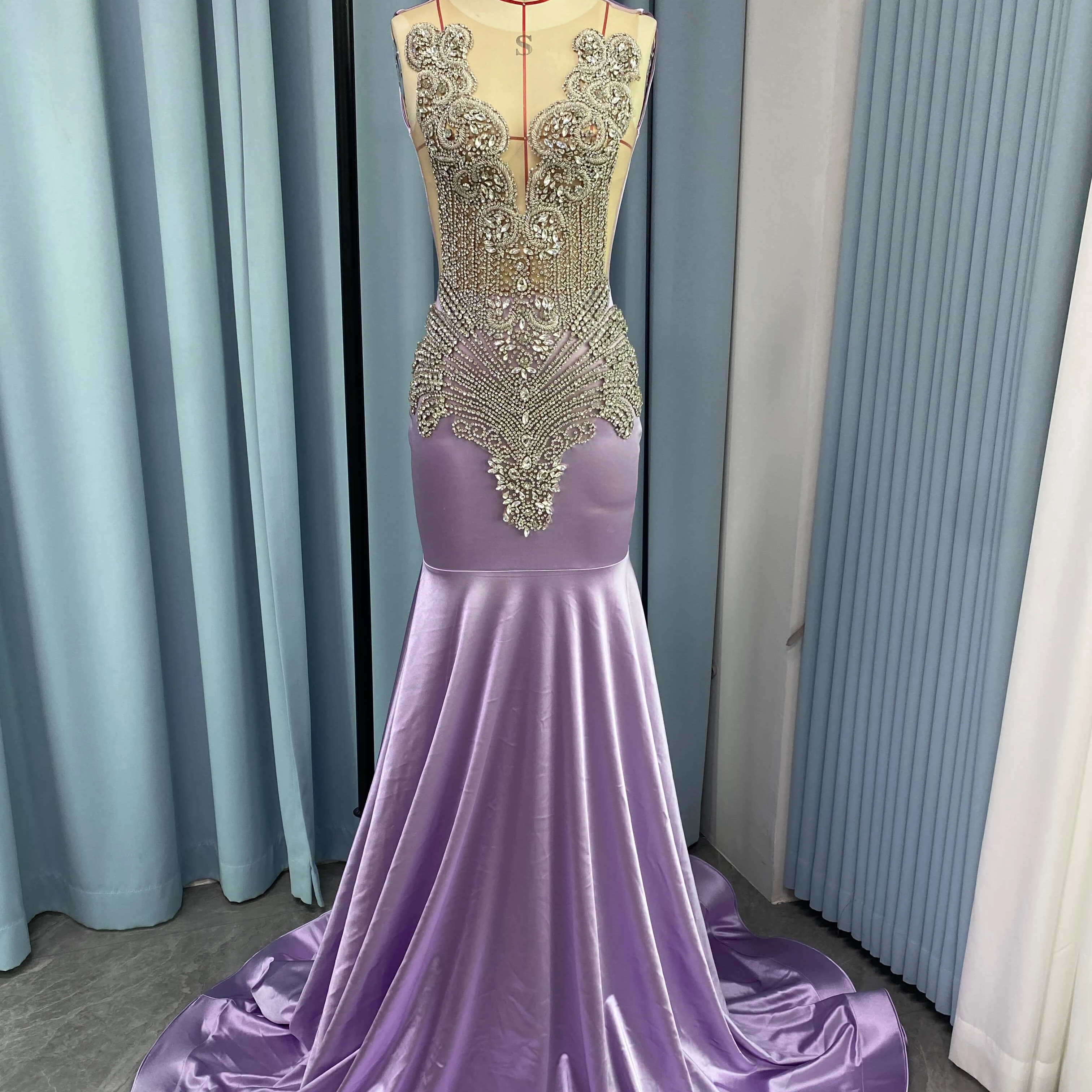 long sleeve women ladies wedding  luxury beaded crystal red evening elegant silver pink prom dress ball gown