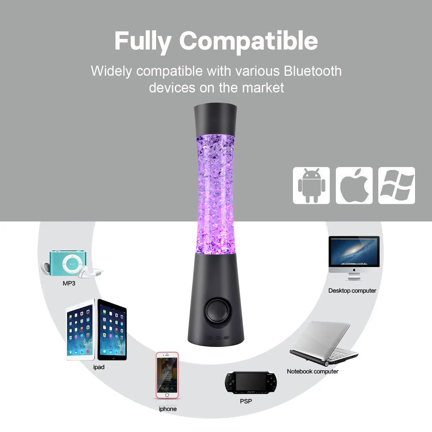 Aesthetic Lighting Color-Changing Liquid Motion Night Light ice Spark Night Light With Bluetooth Speaker