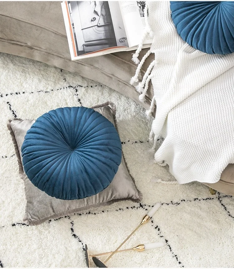 
Newish wholesale Sofa Decorative Cushions Velvet Fabric Throw Pillow Round Pumpkin Back Cushion home decoration cushion 