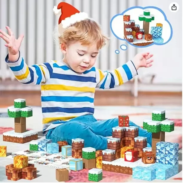 Hot sale Custom Montessori 3D Magnetic Cube Building Blocks for kids Ages 3-5 Preschool Learning Toys My Building World Bricks