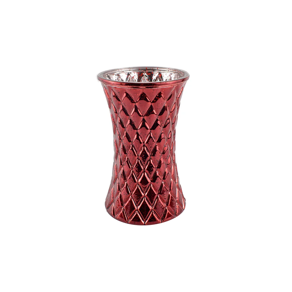 Новая Роскошная красная стеклянная ваза с отделкой ртути для домашнего декора