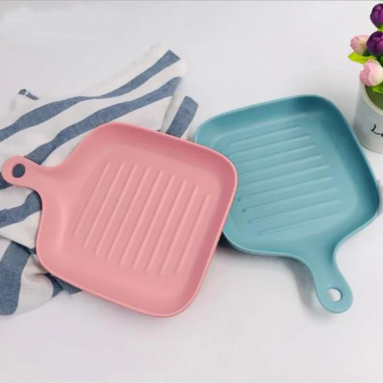 Оптовая продажа, горячая Распродажа, однотонная глазурованная печь для микроволновки, керамический противень для выпечки с ручкой для домашнего использования