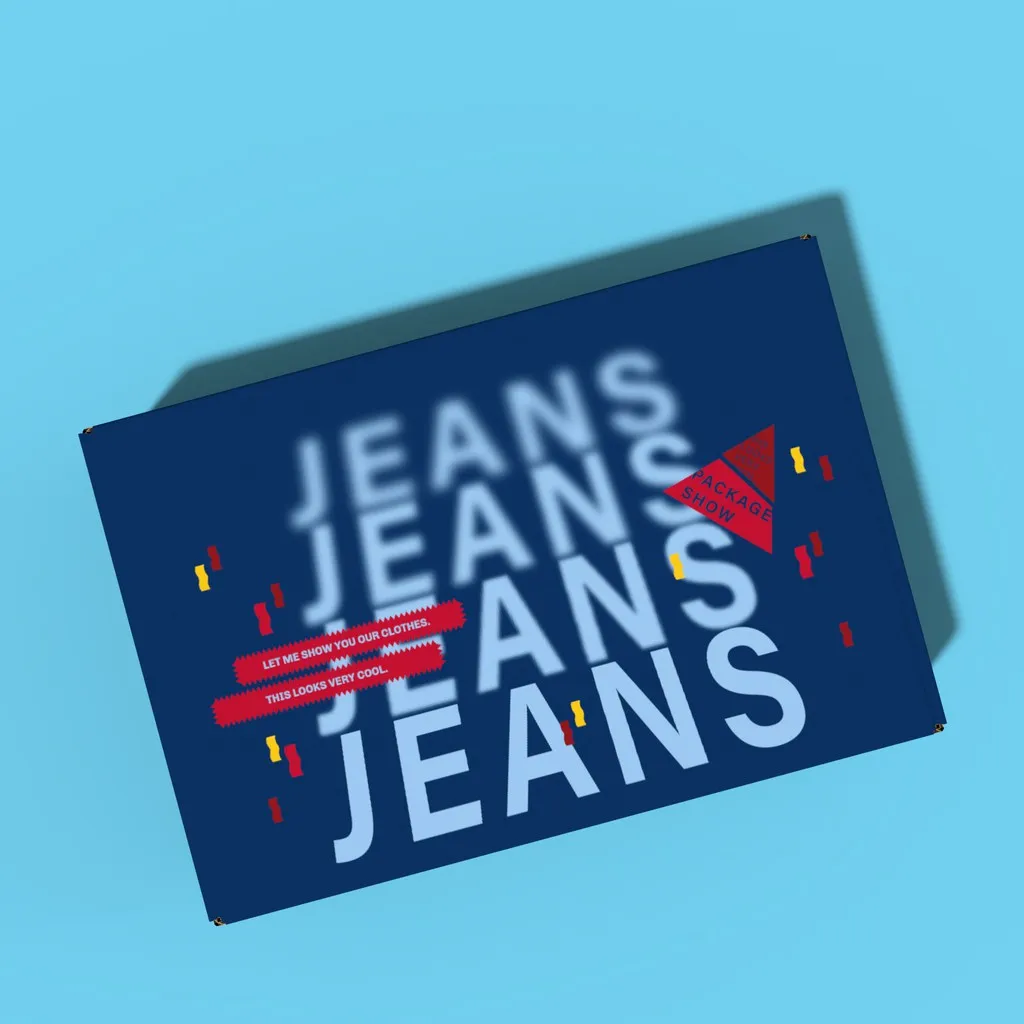 Custom Clothing Fabric Blue Jeans Brand Label Garment Packaging Box Jeans Packaging Box