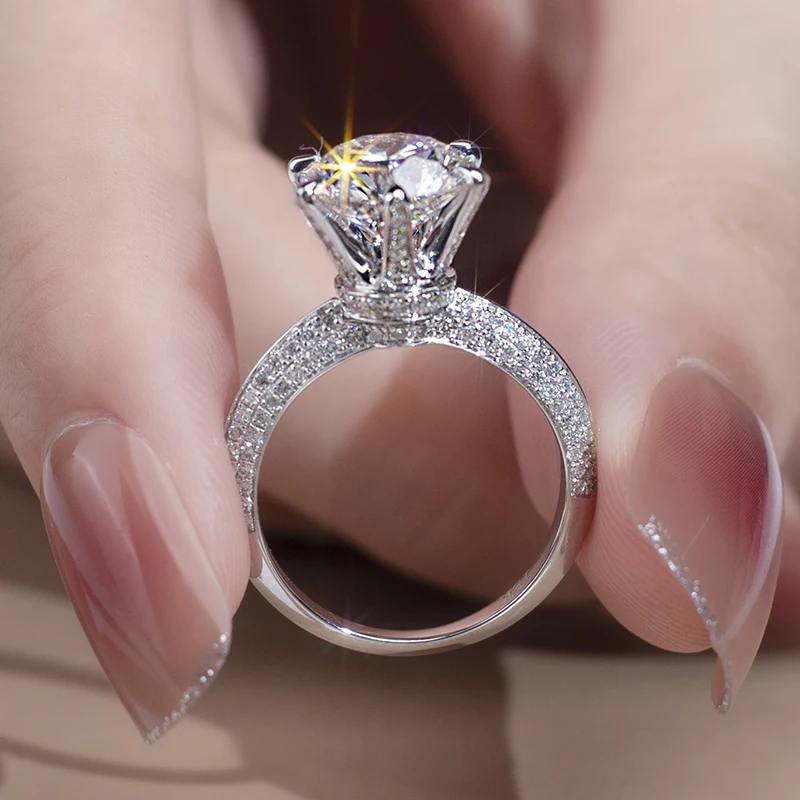 Новое Ювелирное Украшение 18K лабораторное кольцо с бриллиантами круглой огранки 3CT обручальное бриллиантовые кольца