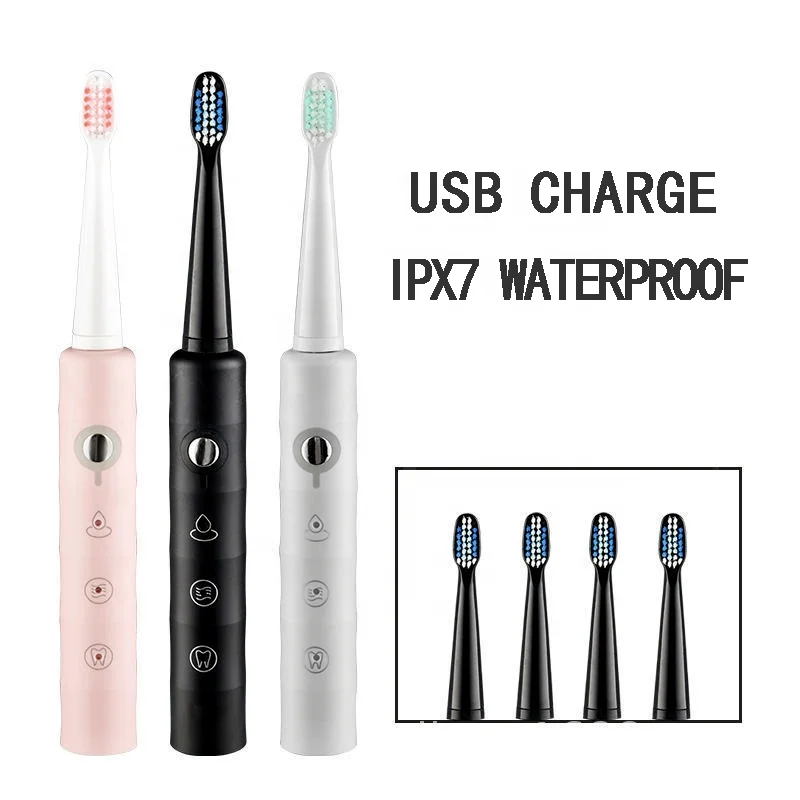 PRITECH OEM Customized IPX7 Waterproof USB Charging Ultrasonic Sonic Electric Toothbrush