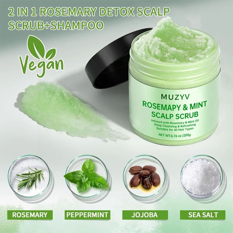 Private label hair treatment nourishing detox scalp scrub rosemary hair exfoliate scrub