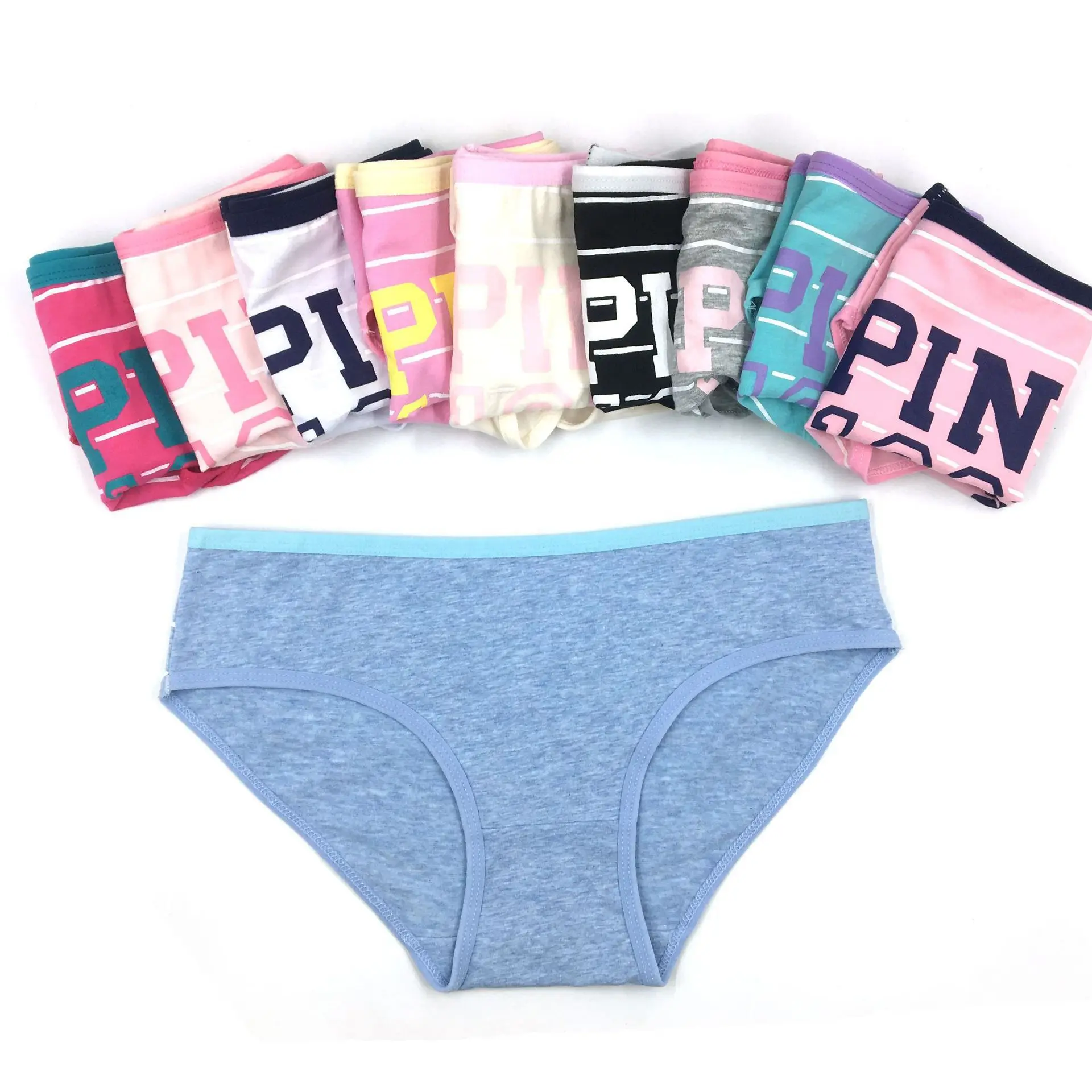 Young Girl Multi Colors Cotton Comfortable Panties Underwear Monogram Printing Briefs Underwear Wholesale Teenage Cute Panteis