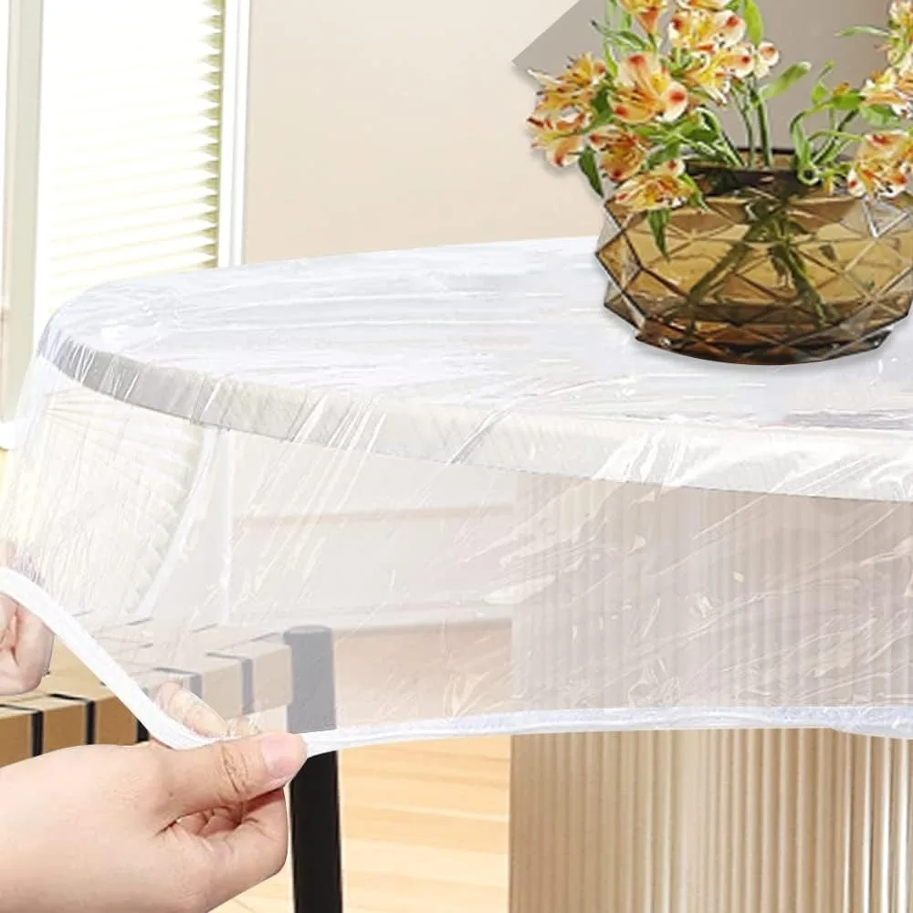 Wholesale retail home kitchen elastic plastics dustproof oilproof disposable tablecloth