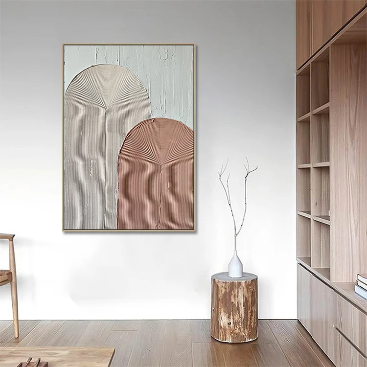 Hot Sale Hand Painted Modern Abstract Painting Minimalist Neutral White Clay Textured Plaster Wall Art