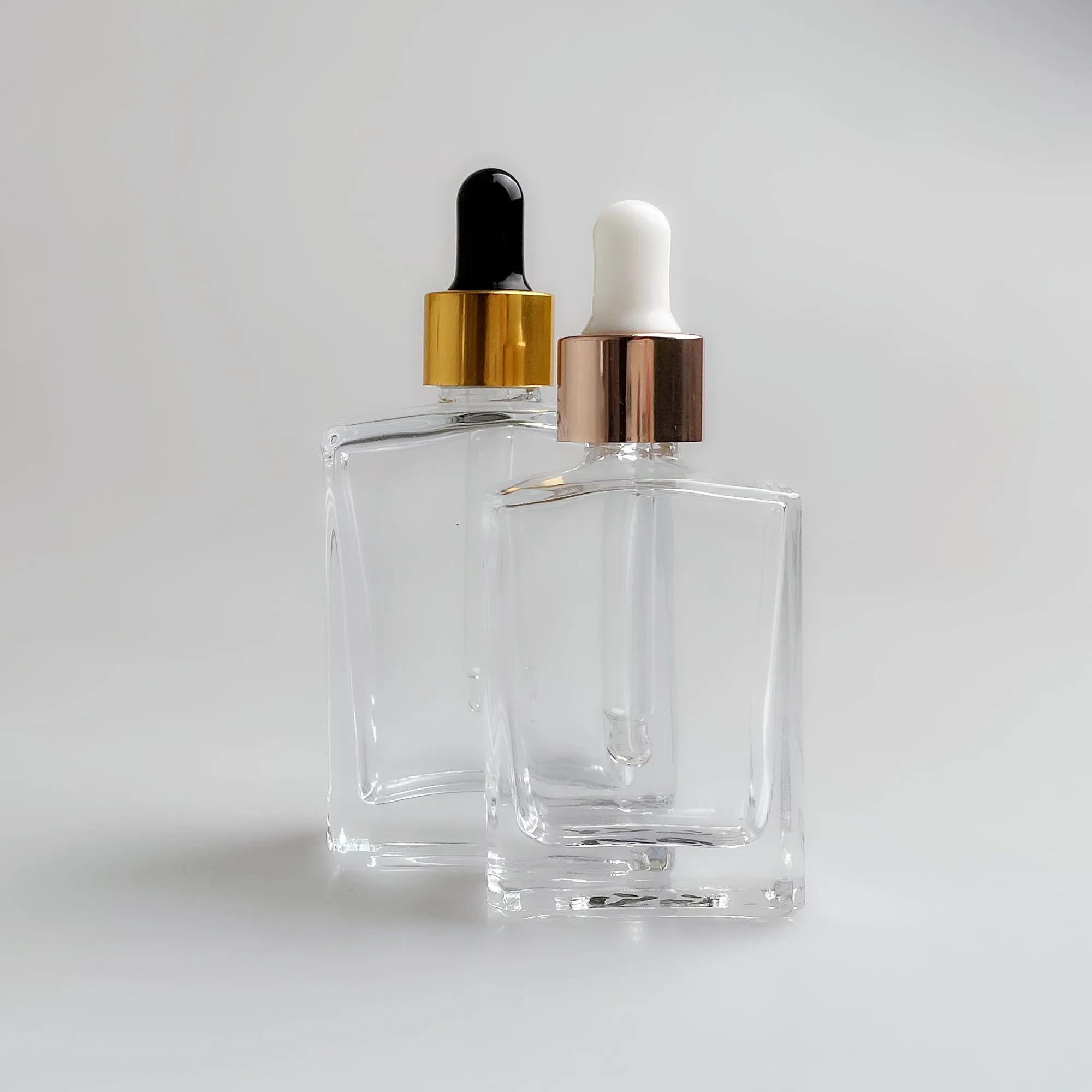 square shoulder dropper bottle new design perfumes square glass dropper bottle clear glass with dropper