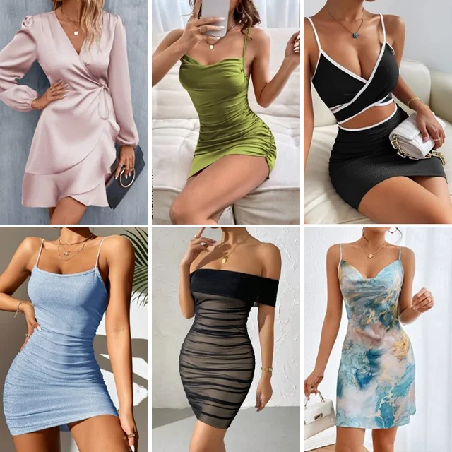 Summer New Women Clothing Popular Multi Wearing Sexy Short Mix Style Dress Cheap Casual Women Ladies Short Dress Random
