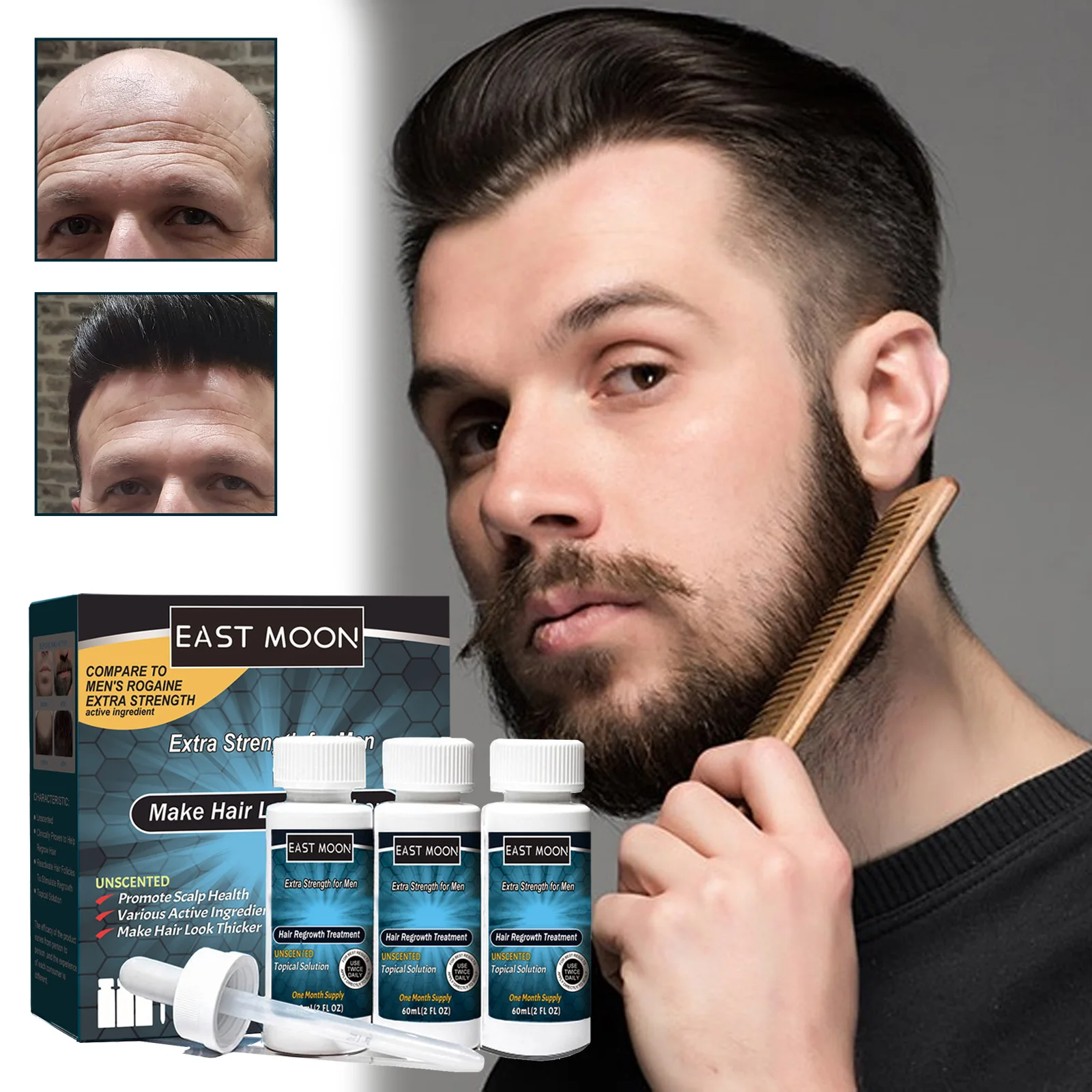 2024 Breakout product 60ml *3 bottles of Anti-hair loss Rapid HairGrowth Oil Hair Regeneration Treatment Serum for women and men