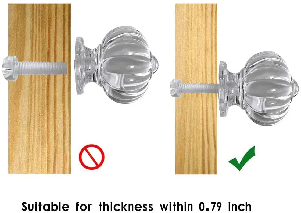 Acrylic Cabinet Knobs Pumpkin Shape Drawer Pull Handle Knobs with Clear Screws for Kitchen Furniture Dresser Decoration